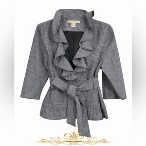 David Brooks Ruffled Chambray Top